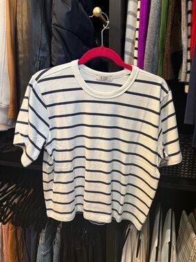 AYR White Tee with Navy Stripes - Short Sleeve Kids Top